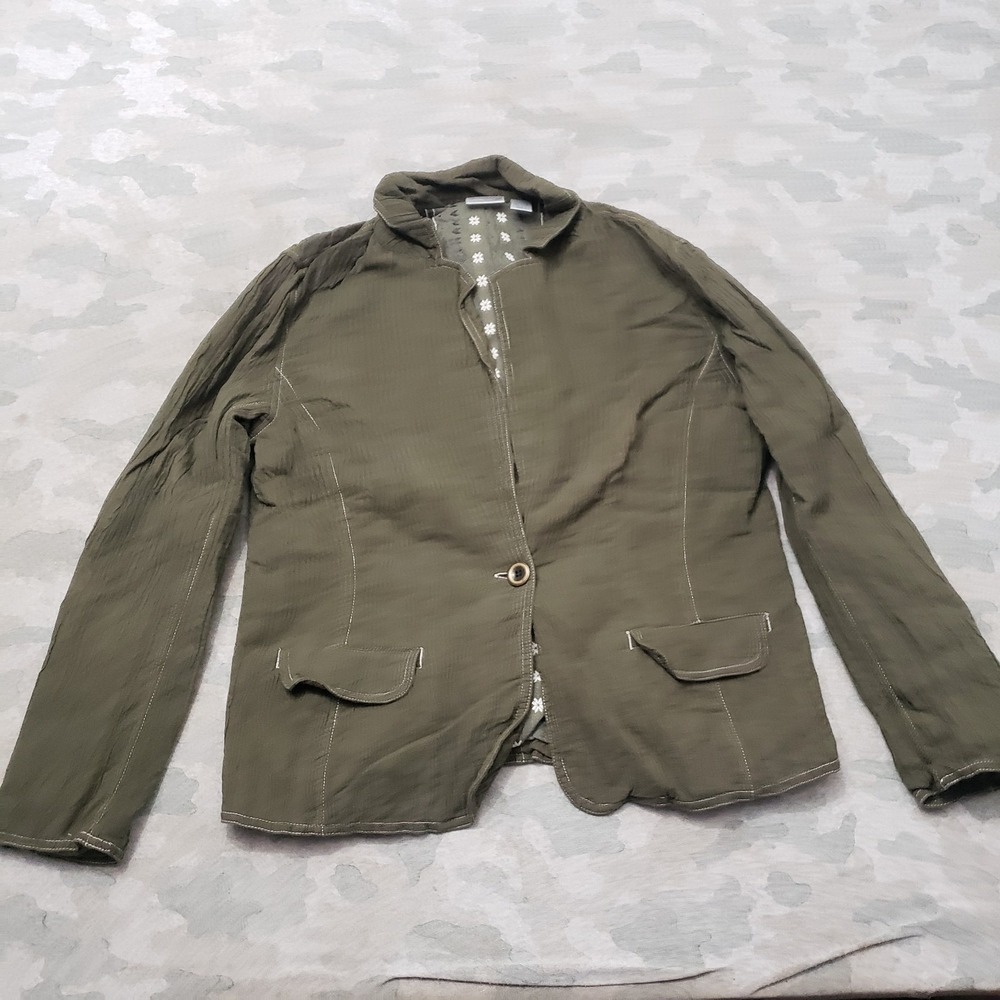 Chico's‎ Cardigan Womens 1 Green Pockets Button